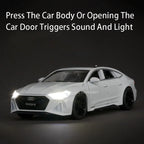 1:32 RS7 Sportback Miniature Model Toy Cars Alloy Diecast 6 Doors Opened with Pull Back Rubber Tires Ornament Vehicle Toys Gifts