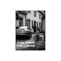 It all starts with a Dream Quote Art Poster Cat Motivational Wall Art Canvas Painting Modern Office Wall Art Home Room Pictures