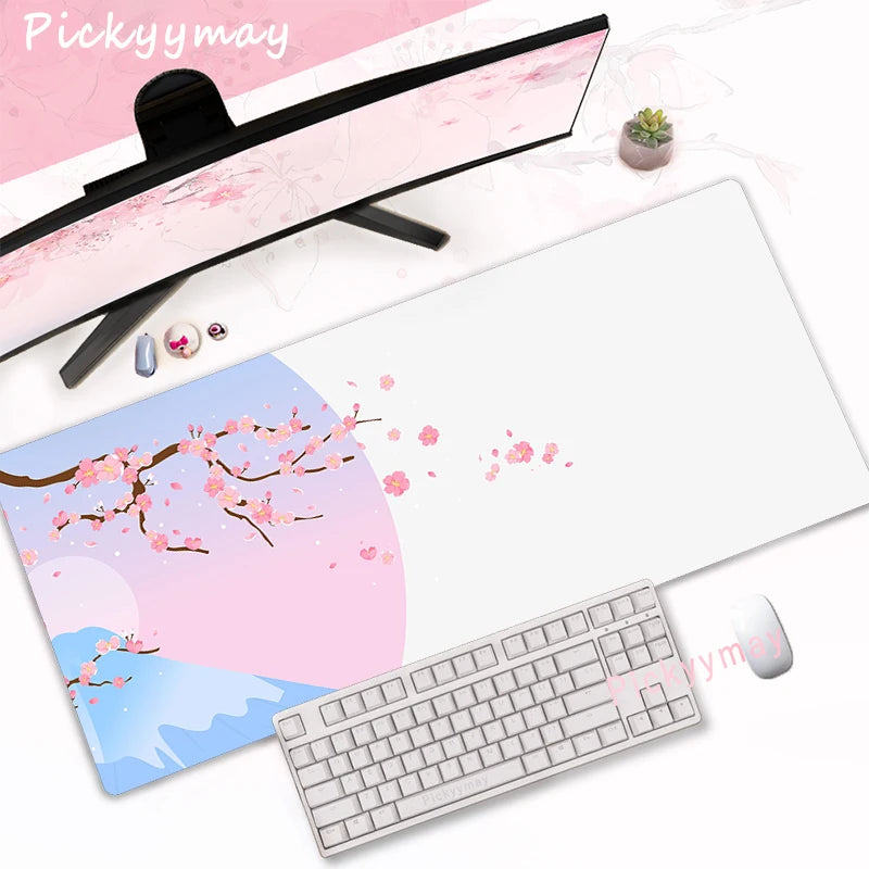 Pink Cherry Blossoms Mousepad Home Computer Table Large Pc Mouse Pad Art Sakura Keyboard Mause Rug Desk Mat Office Accessories