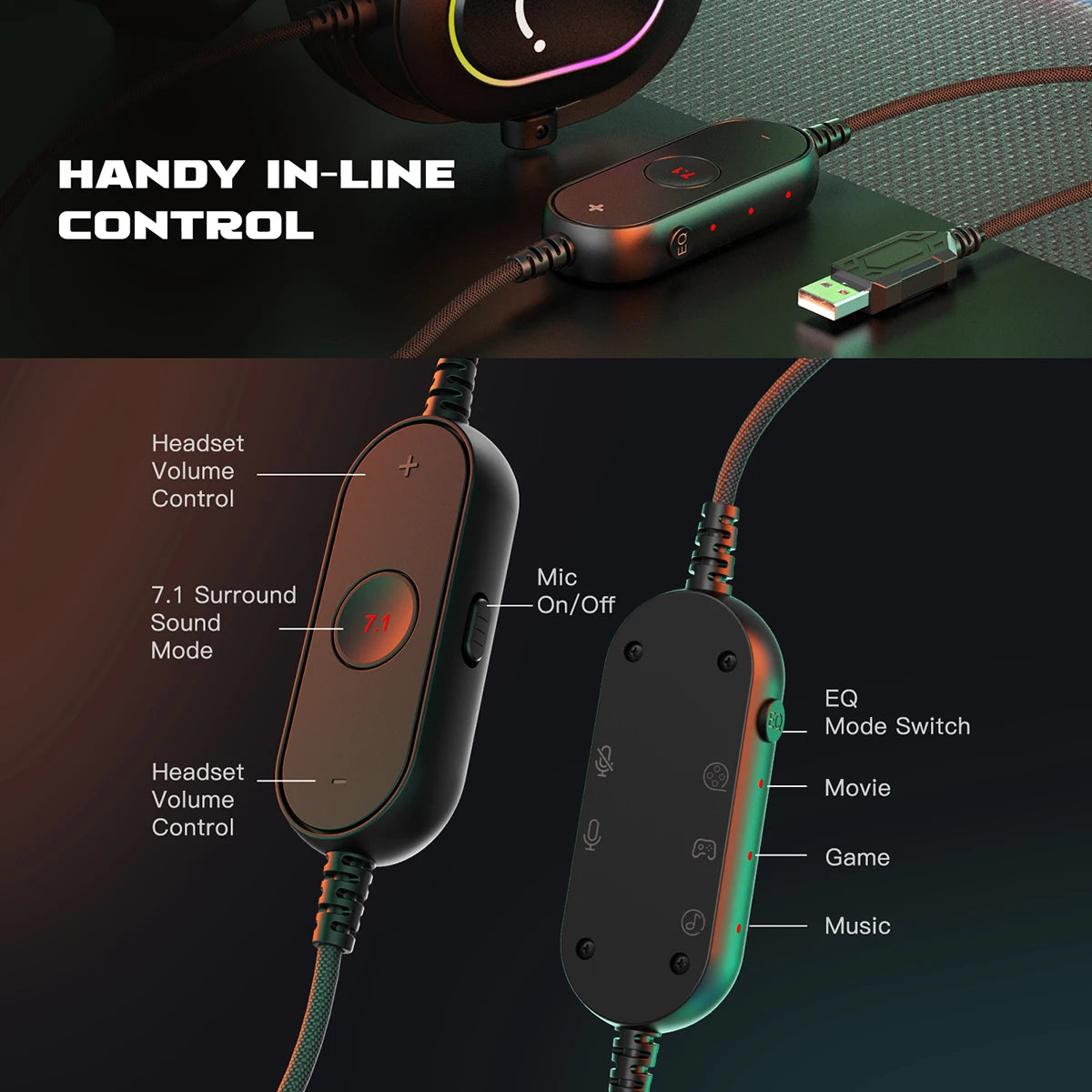 Fifine Dynamic RGB Gaming Headset with Mic