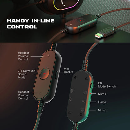 Fifine Dynamic RGB Gaming Headset with Mic
