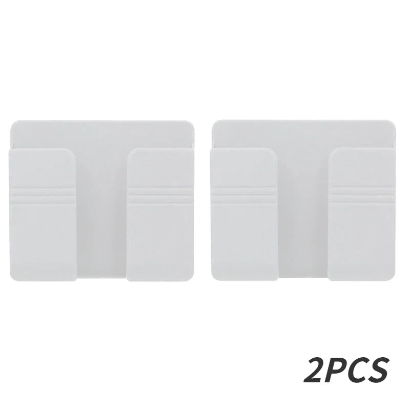 Punch Free Wall Mounted Remote Control Holder Phone Charging Organizer