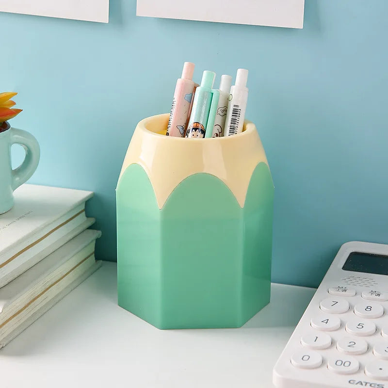 Cute Pencil Holder Desk Organizer Stationery Storage Box   Large Mouth Pen Holder Makeup Brush Organizer Box Office Accessories