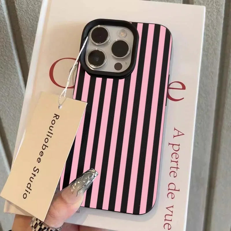 Colorful Striped Minimalist INS Couple Phone Case For iPhone 18 17 16 11 13 12 14 15 Pro Max X XR 7 8 Plus 16E 16 17 Pro Cover