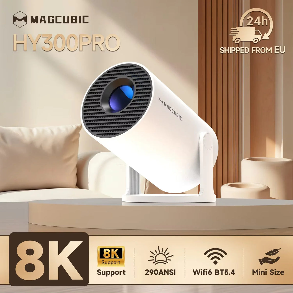 Magcubic HY300 Pro Allwinner H726 8K Android 14 Projector Wifi6 290ANSI BT5.4 1080P 1280*720P Cinema Outdoor Portable Projetor
