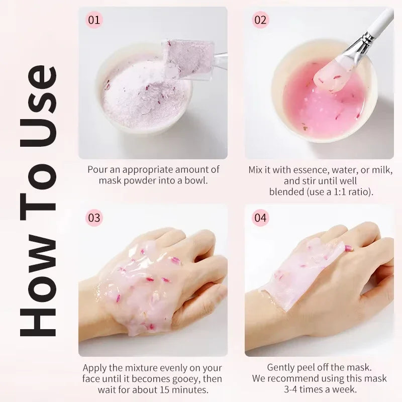 Salmon DNA PDRN Vitamin C Collagen Crystal Soft Mask Powder Rose Petal Hyaluronic Acid Face Mask DIY Plant Deep Hydrating Mask