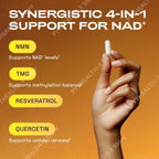 NMN 1000 Mg Capsule Supplement 4-in-1 Formula with TMG, Quercetin & Resveratrol NAD+ Supplement Supports Energy 60 Capsules