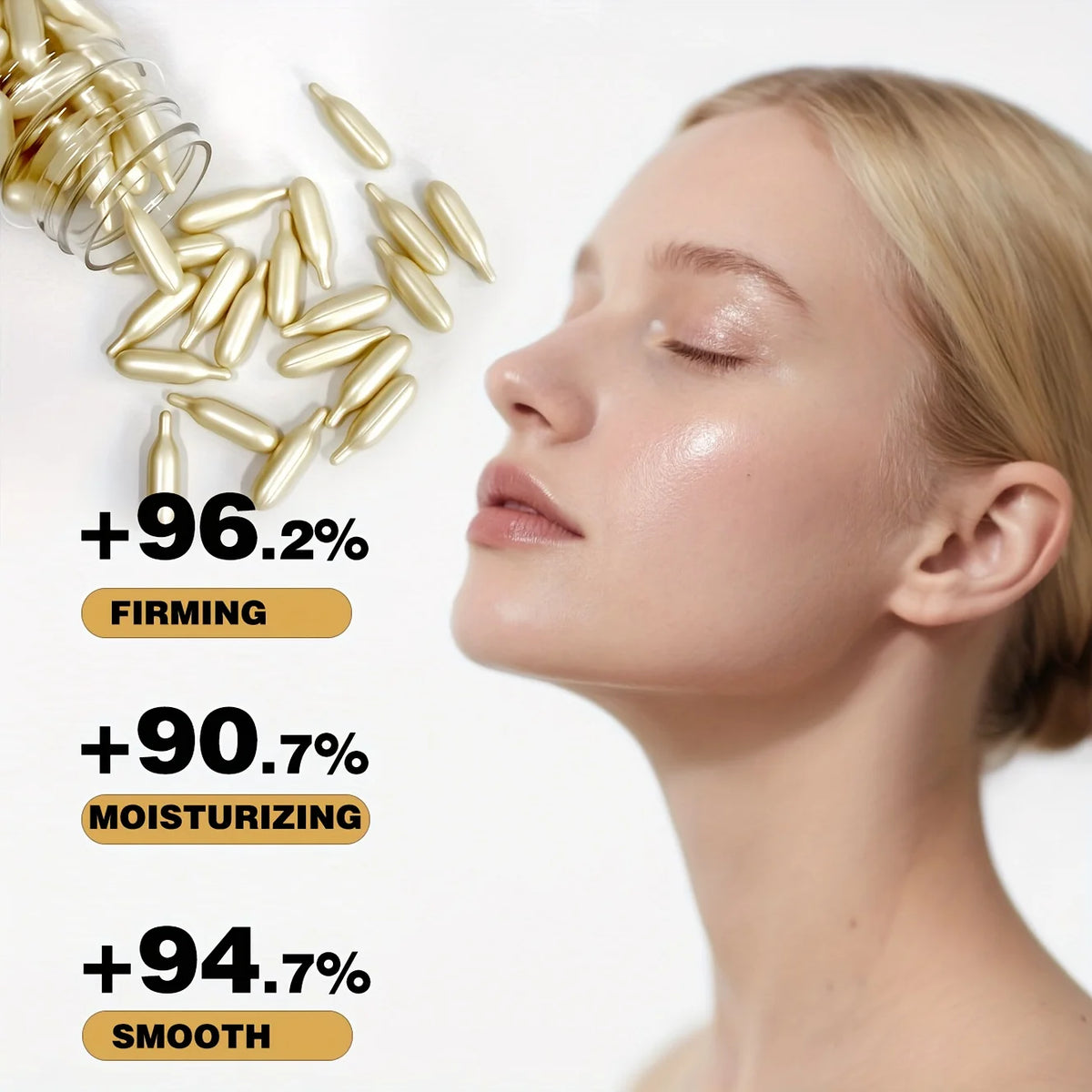 Collagen Firming Capsule Essence, Moisturizing and Smoothing the Skin, Contains Plant-Based Squalane, Retinol, and Vitamin E Deep Hydration Essence (0.4Gx90 Capsules)/Bottle-1 Bottle