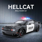 1:24 Challenger SRT Hellcat Police Car Alloy Sports Car Model Metal Racing Car Vehicle Model Sound Light Toy Gift