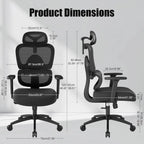 Ergonomic Mesh Office Chair Adjustable Headrest Lumbar Support Computer Chair High Back Desk Chair Swivel Task Chair for Home Office