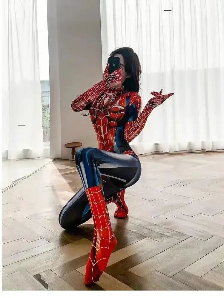 Halloween Cosplay Costume For Spider Women Superhero Costume Black Cat Tight 3d Printing Jumpuit Bodysuit Toys Christmas Gift