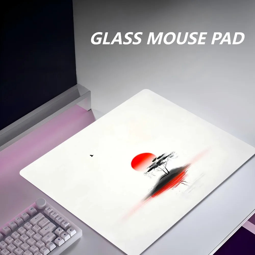 CIFBUY Photovoltaic Glass Gaming Mouse Pad Tempered Micro Etched Smooth Surface FPS Esports Desk Mat for Office Home PC Laptop