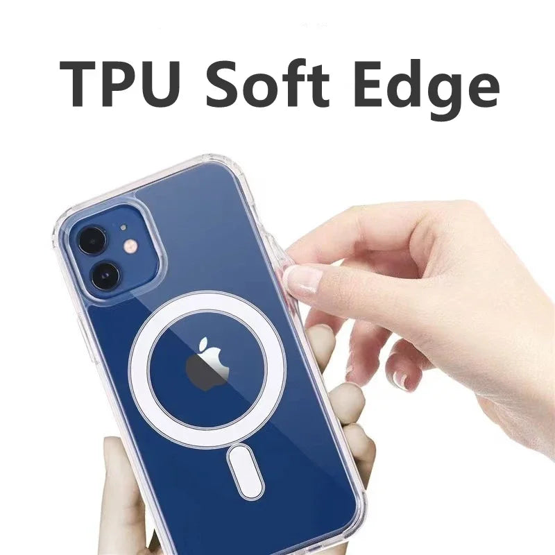Original Magnetic Transparent Phone Case for Magsafe for iPhone 18 17 16 15 14 Plus 13 12 11 Pro Max Wireless Charge Back Cover