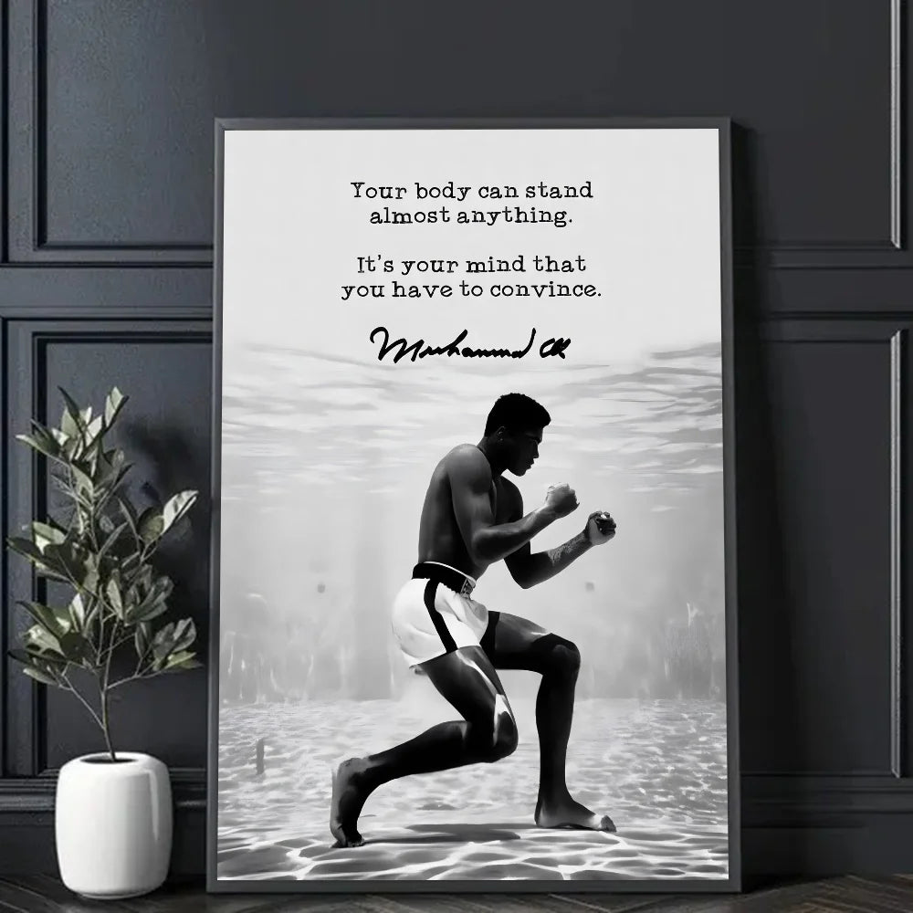 Mike Tyson Muhammad Ali Motivational Quote Poster Sticky Wall Art Printing Waterproof Home Living Bed Room Bar Aesthetic Decor