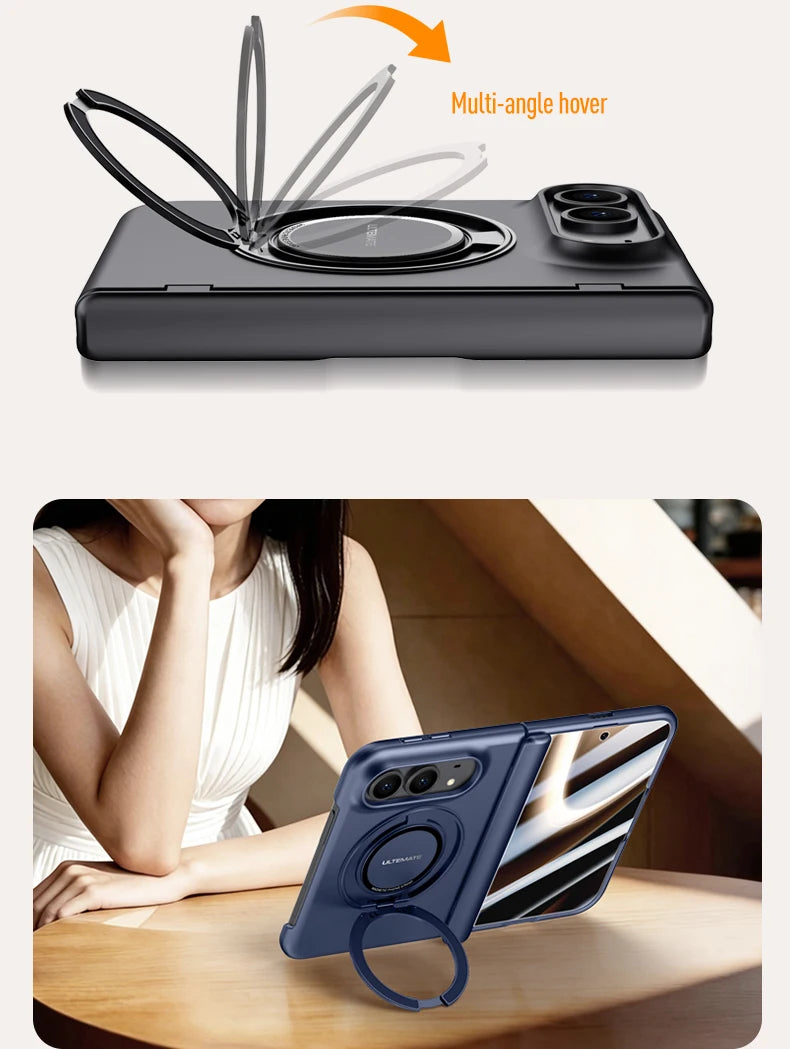 MagSafe Metal 360 Rotating Holder Case With Glass Screen Protector For iPhone