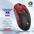 Tri Mode Gaming Mouse Wireless RGB Backlit 12800 DPI 2.4G Bluetooth Type-C Rechargeable Red Ergonomic 1000Hz
