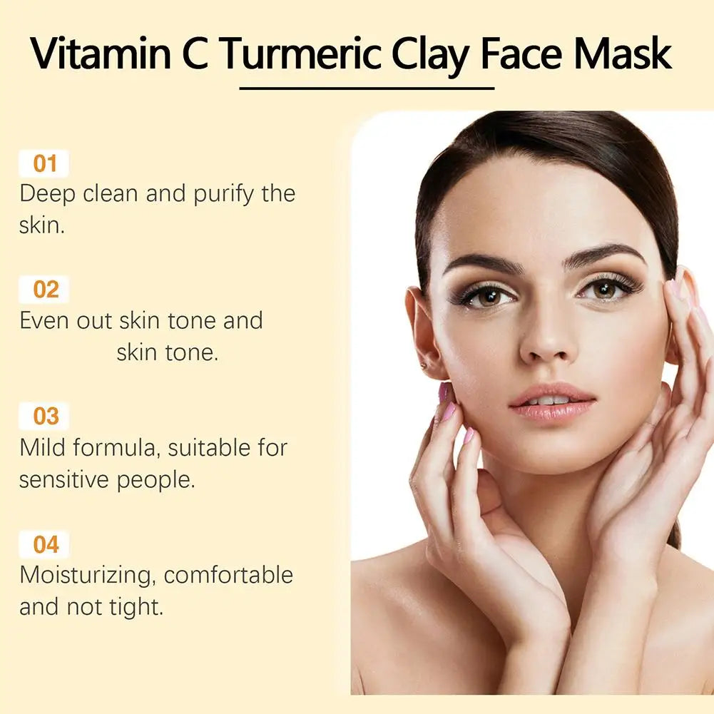 Turmeric Vitamin C Clay Mask Clay for Dull & Blemish-Prone Skin, Deep Cleansing Facial Mask, Face Masks Skincare Oil Control