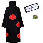Bilibili Anime Akatsuki Deidara Cosplay Ninja Costume Uchiha Itachi Red Cloud Cloak Robe Cloak Headband Props Halloween Clothes