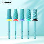 HYTOOS Safety Carbide Nail Drill Bits Green Coating Dome Tapered Bit for Gel Polish Removal Pro Manicure Drills AccessoriesTool