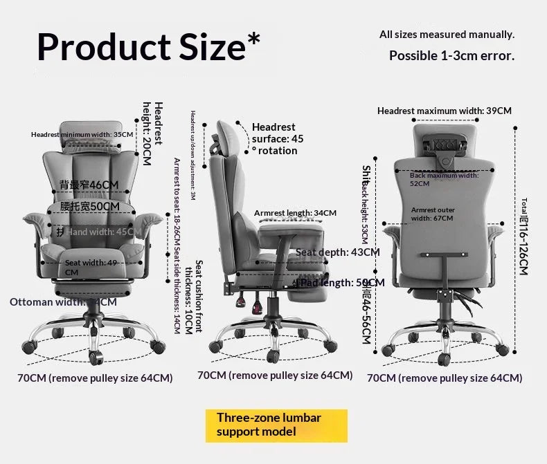 Ergonomic Office Chair High Back Lumbar Support Adjustable Mesh Seat Reclining Headrest Swivel Gaming Computer Desk Chair