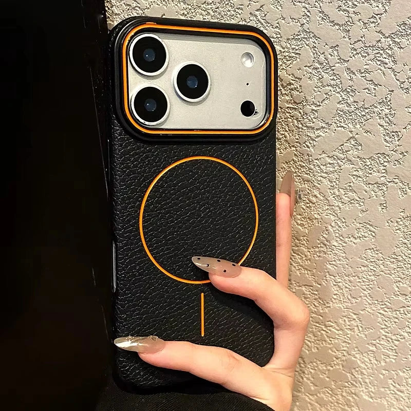 Luxury Magnetic Matte Lychee Grain Phone Case For iPhone 11 12 13 14 15 16 17 18 ProMax Air Plus Magsafe Bumper Back Cases Cover