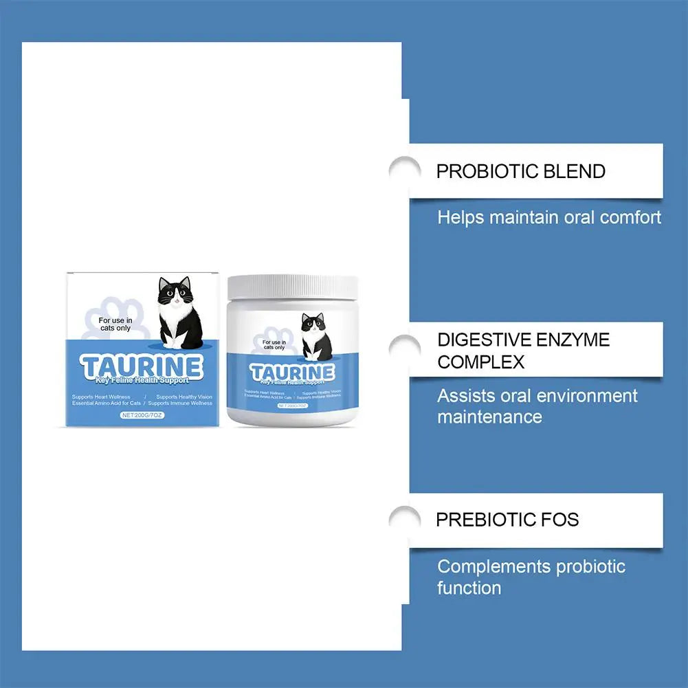 200g Taurine Powder for Cats – Essential Amino Acid Supplement for Heart Health & Function, Supports Cardiac Muscle Health Care