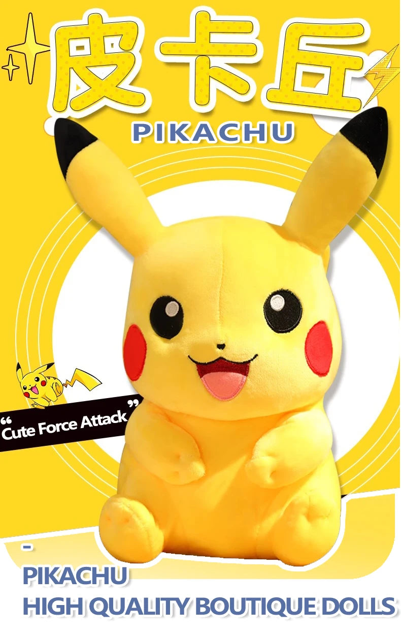 Large Original Pokemon Pikachu Stuffed Plush Toys Plushie Soft Animal Kawaii Anime Doll Throw Pillow Birthday Gift For Kids Baby
