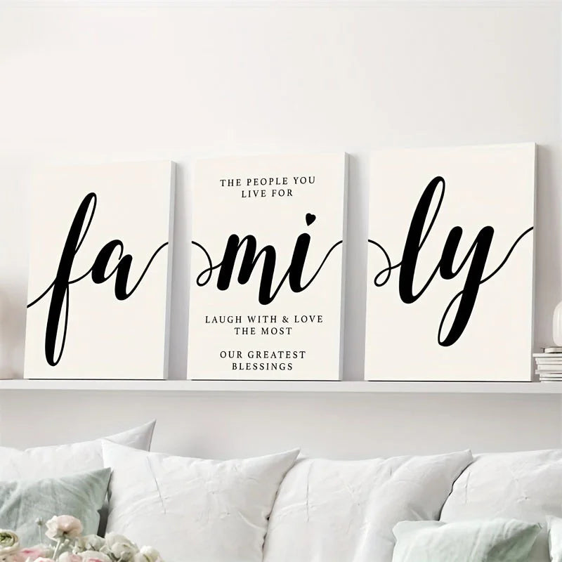 3 Pieces Modern Abstract Lion Family Inspirational Quotes Wall Art Canvas Prints for Living Room Cuadros Decor Unframed