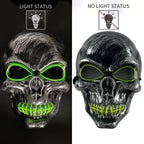Evil Skull Mask Halloween Carnival Masquerade Haunted House Scary Decoration Cosplay Skeleton Scary Theme Party Light Up Mask