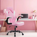 Big And Tall Office Desk Leather Gaming Computer Chair With Adjustable Swivel Task And Flip-Up Arms For Adults