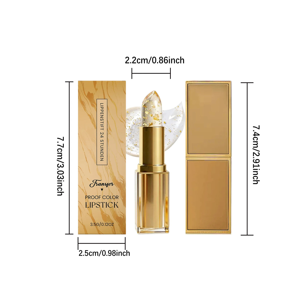 Color Changing PH Reactive Lip Balm With Gold Flecks And Non Sticky Shine