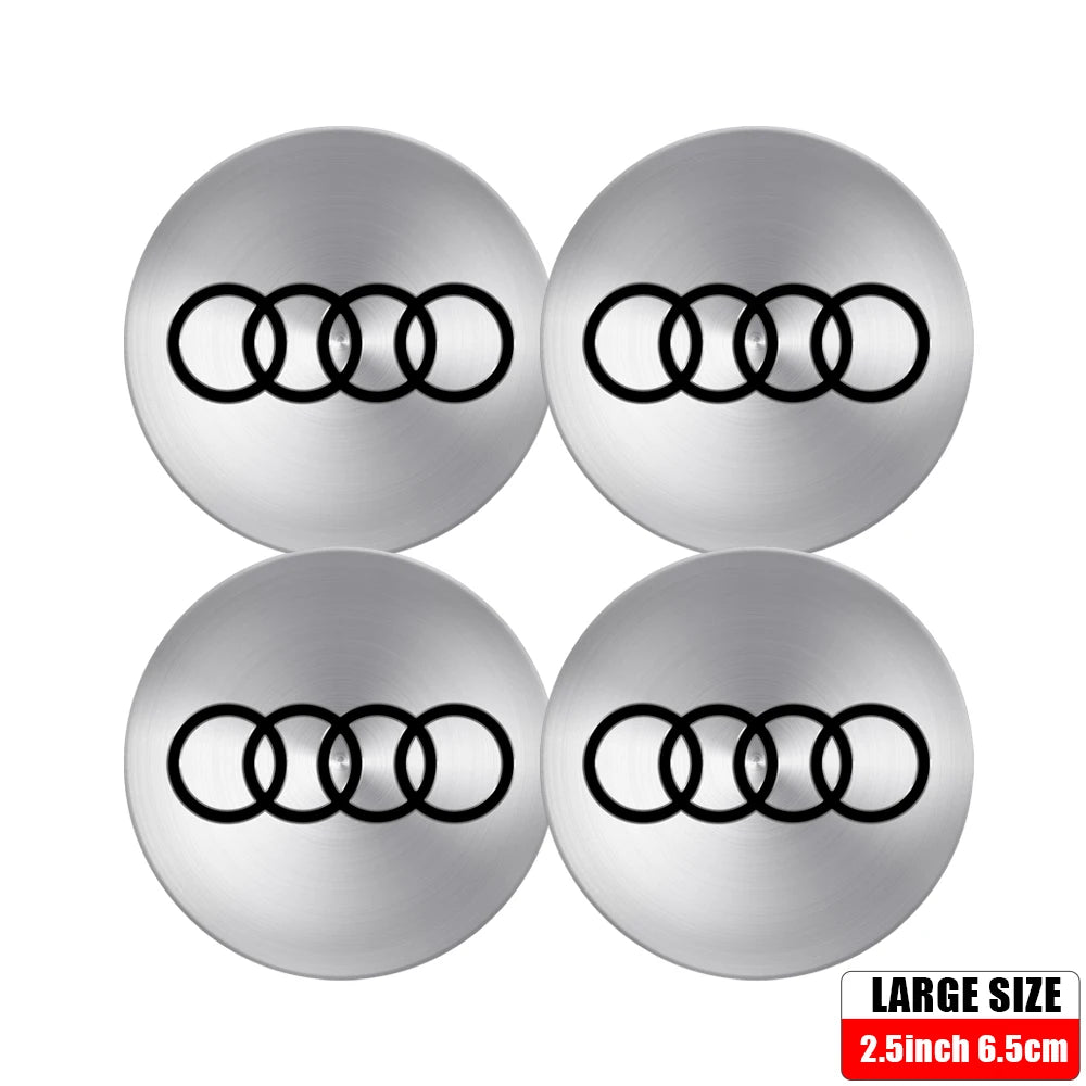56/60/65MM Car Wheel Hub Caps Auto Emblem Tyre Center Covers Accessories For Audi A1 A2 A3 A4 A5 A6 A7 A8 Quyttro Sline RS Q2 Q3