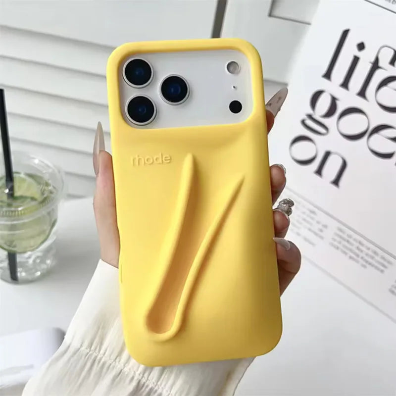 Hot‑Trend Rhode Lip Gloss Holder Cover for iPhone 11‑17, Anti‑Drop 3D Design Thick Silicone Single Shell Phone Accessory