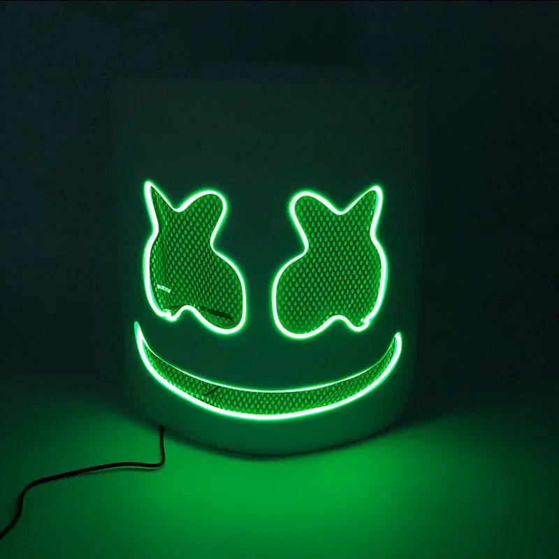 Fashion Luminous LED Mask DJ Costumes Accessories Glow Supplies Neon Light Marshmallow  Mask For Music Festival Nightclub Dance