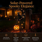 Solar Halloween Black Cat & Pumpkin Moon Garden Stake Light, Solar Garden Decoration, Outdoor Waterproof Metal Pumpkin Stake