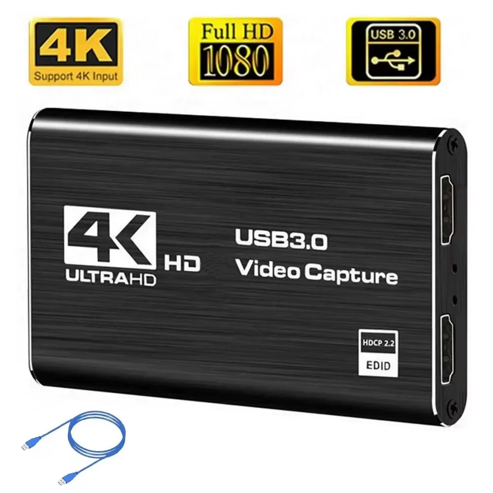 New 4K HDMI-Compatible USB 3.0 Video Capture Card 1080P 60FPS 60Hz Video Recorder Grabber for OBS Capturing Game Card Live Streaming