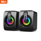 USB Wired PC Speakers | HIFI Stereo Sound, Built-in Mic, LED Light for Desktop