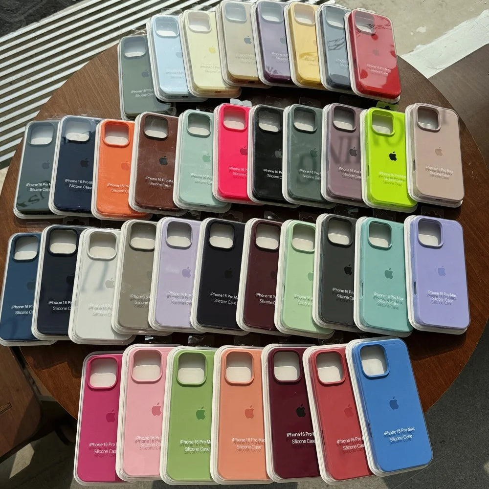 Luxury Liquid SIilicone Solid Candy Color Phone Case for Apple iPhone 17 Pro 16 15 14 13 18 Pro Max Shockproof Cover with Logo