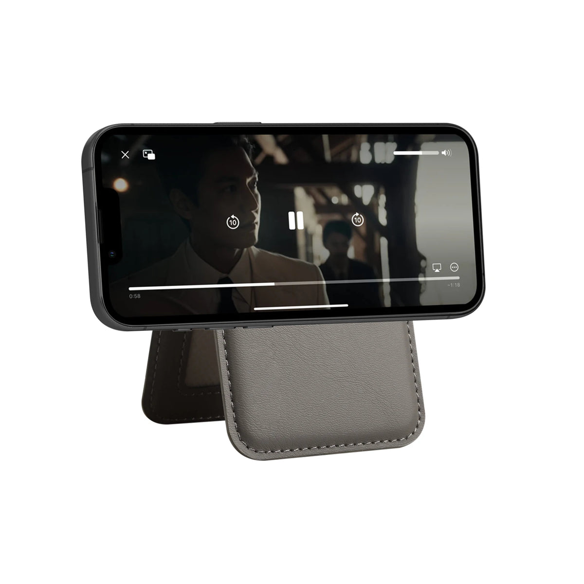 Premium PU Leather Magnetic Phone Card Holder, RFID Anti-Skimming Wallet Compatible with Magnetic Wireless Charging Smartphones,