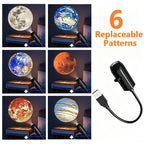 USB Starry Sky Projector Lamp 360° Rotatable Flexible Hose Planet Galaxy Projection Light with 17/12 Pcs Film Slides Bedroom