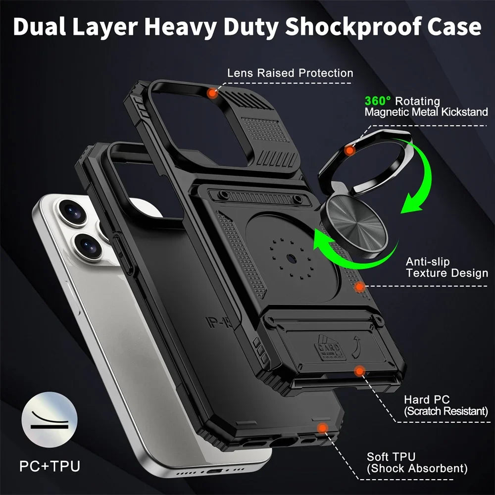 Case For Samsung S24 S23 Ultra Plus FE A14  A15 25 35 55 Magnetic Rotated Ring Kickstand Heavy Duty Drop Protection Wallet Cover