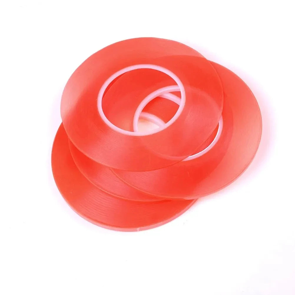 0.2MM 1/2/3/5/10mm 50M Strong Acrylic Adhesive PET Red Film Clear Double Side Tape No Trace For Phone Tablet LCD Screen Glass