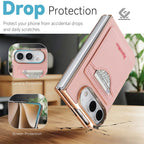 Matte PU Leather Card Phone Case For iPhone Duo 18 Fold Electroplated Frame Foldable Kickstand Drop Protection Cover