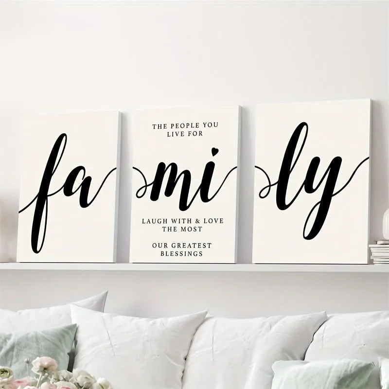 3 Pieces Modern Abstract Lion Family Inspirational Quotes Wall Art Canvas Prints for Living Room Cuadros Decor Unframed