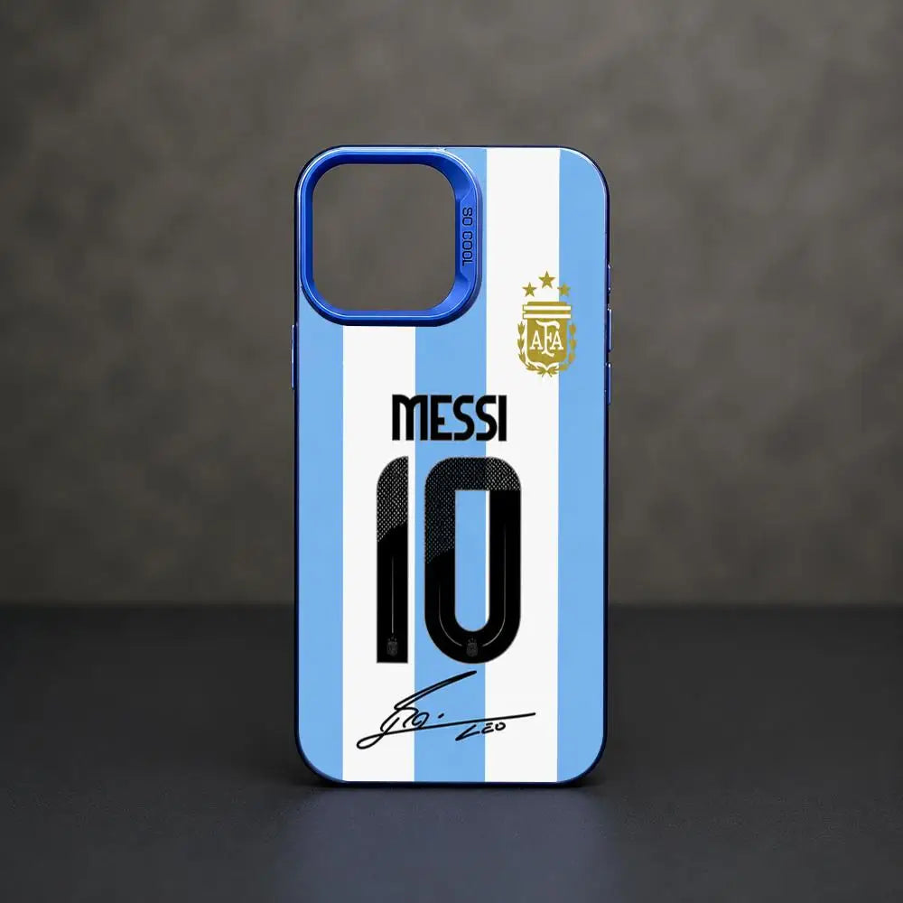 Messi Number 10 Gradient Silver Shockproof Phone Case For iPhone 11 To 17
