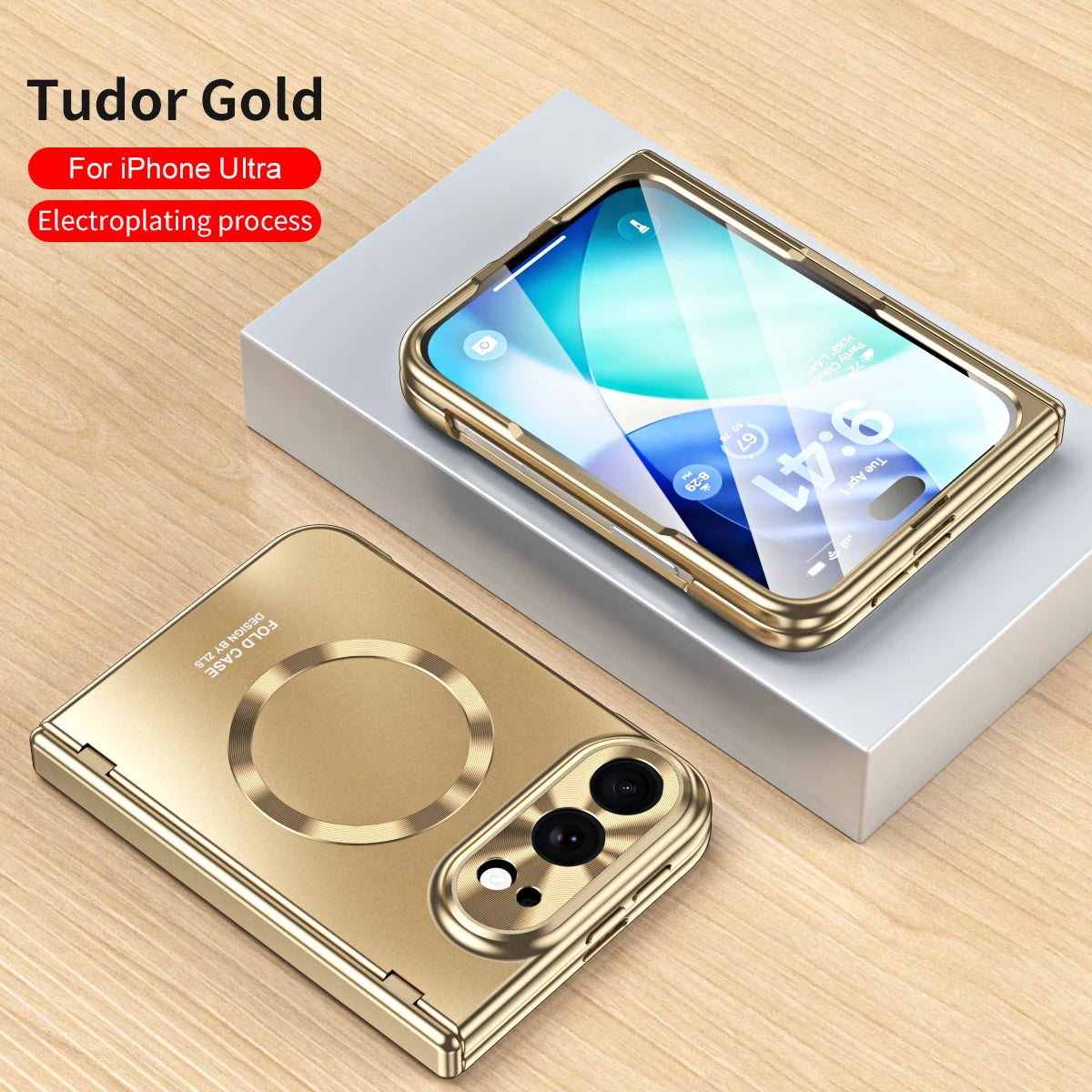 Magnetic All-included Hinge for Magsafe Case For iPhone Duo Electroplated Wireless Charge Glass Flim Shockproof Cover