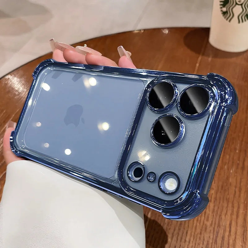 Luxury Electroplate Shockproof Transparent Phone Case For iPhone 18 17 16 15 14 13 12 Pro Max Plus Air Clear Bumper Cases Cover