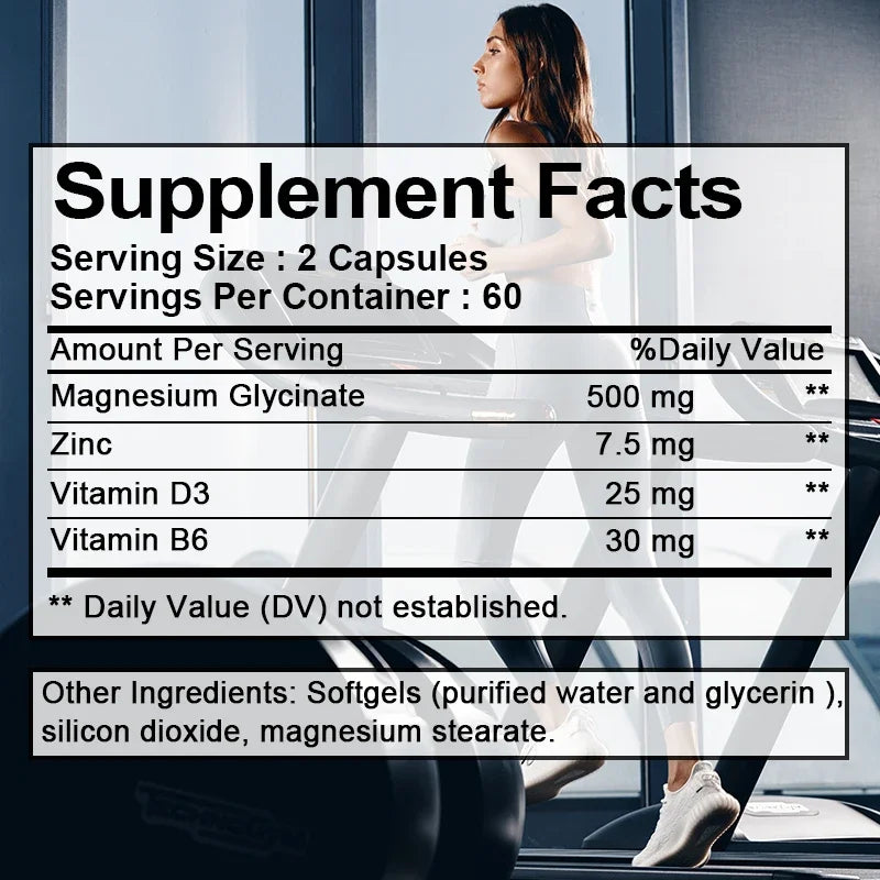 Daitea Magnesium and Zinc Capsules - Magnesium Glycinate Supplement to Support Muscle, Nerve, Joint and Heart Health