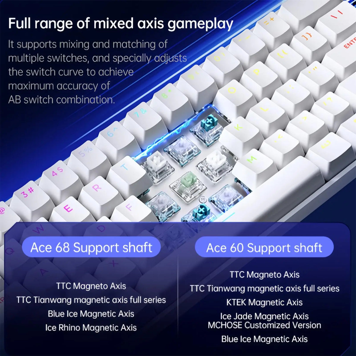 MCHOSE ACE 68 Magnetic Switch Gaming Keyboard Hall Effect Rapid Trigger Programmable RGB 8K Hz DKS/MT/TGL/RS/SOCD Keyboard ﻿