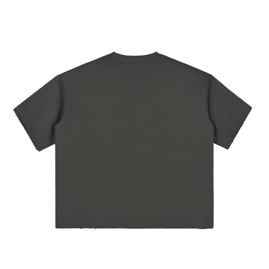 Casual Unisex Boxy Half Sleeve Raw Edge Heavyweight Cotton Tshirt